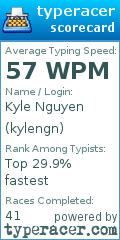 Scorecard for user kylengn