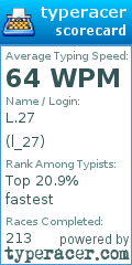Scorecard for user l_27