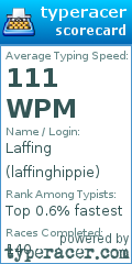 Scorecard for user laffinghippie