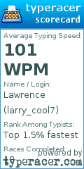Scorecard for user larry_cool7