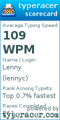 Scorecard for user lennyc