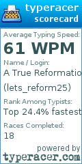 Scorecard for user lets_reform25