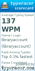 Scorecard for user libraryaccount