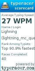 Scorecard for user lightning_mc_queeeeen