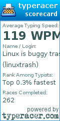 Scorecard for user linuxtrash