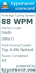Scorecard for user lllll97