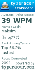 Scorecard for user lmbj777