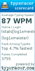 Scorecard for user log1xmeister