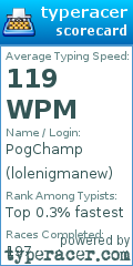 Scorecard for user lolenigmanew