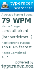 Scorecard for user lordbattlefront1