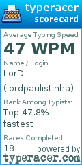 Scorecard for user lordpaulistinha