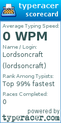 Scorecard for user lordsoncraft