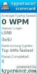 Scorecard for user lsrb