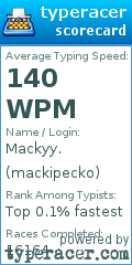 Scorecard for user mackipecko