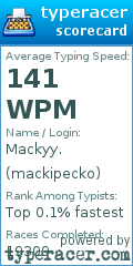 Scorecard for user mackipecko