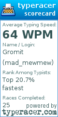 Scorecard for user mad_mewmew