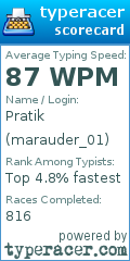 Scorecard for user marauder_01