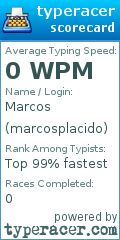 Scorecard for user marcosplacido