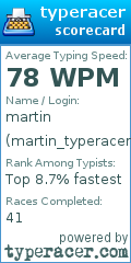 Scorecard for user martin_typeracer