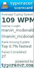Scorecard for user marvin_mcdonald