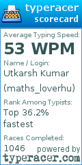 Scorecard for user maths_loverhu