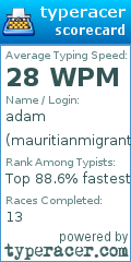 Scorecard for user mauritianmigrant