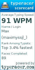 Scorecard for user maximyssjl_