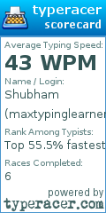 Scorecard for user maxtypinglearner