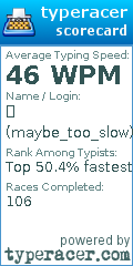 Scorecard for user maybe_too_slow