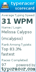 Scorecard for user mcalypso