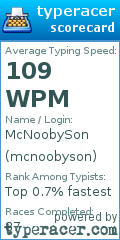 Scorecard for user mcnoobyson
