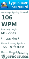 Scorecard for user mcpickles