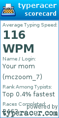 Scorecard for user mczoom_7