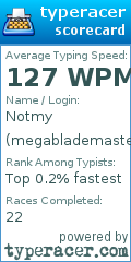 Scorecard for user megablademaster12