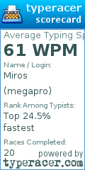 Scorecard for user megapro