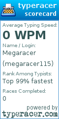 Scorecard for user megaracer115