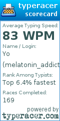 Scorecard for user melatonin_addict