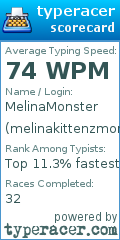 Scorecard for user melinakittenzmonster
