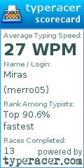 Scorecard for user merro05