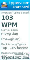 Scorecard for user mewgician