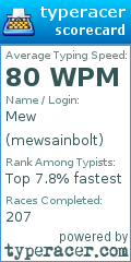 Scorecard for user mewsainbolt