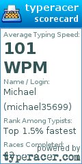 Scorecard for user michael35699