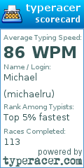 Scorecard for user michaelru