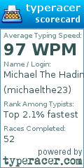 Scorecard for user michaelthe23