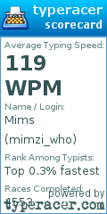 Scorecard for user mimzi_who