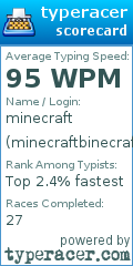 Scorecard for user minecraftbinecraft