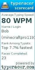 Scorecard for user minecraftpro11938