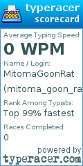Scorecard for user mitoma_goon_rat