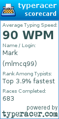 Scorecard for user mlmcq99