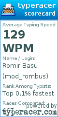 Scorecard for user mod_rombus